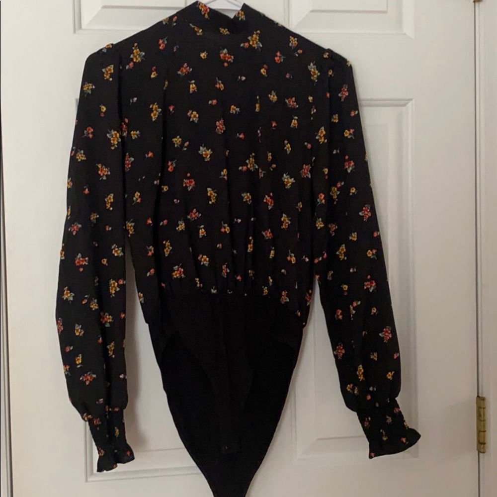 Forever 21 mock neck bodysuit with open back